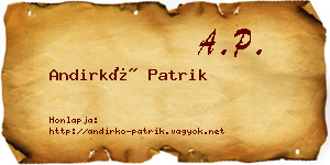 Andirkó Patrik névjegykártya